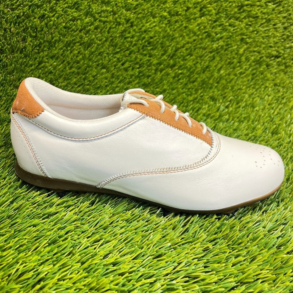 Adidas Adiclassic Womens Size 6 White Brown Running Leather Golf Shoes Cleats
